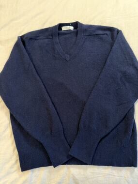 TSE Men's Navy Blue 100% Cashmere Pullover Sweater V-Neck Size Large